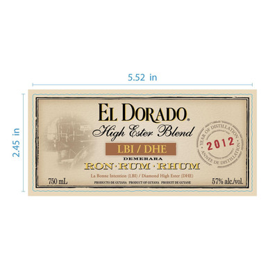 El Dorado High Ester Blend LBI/DHE Demerara Rum 114 Proof 750ml