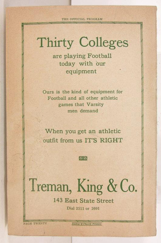 Dartmouth v. Cornell Football Program 1921 Collectible Ivy