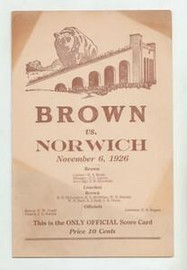 Brown University Football Scorecard 1926