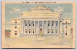 Columbia University Linen Postcard - Library