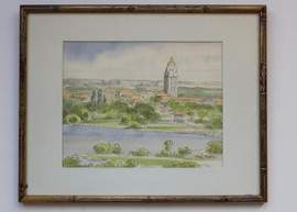 Stanford University Hoover Tower Framed Watercolor Print