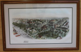 Framed Hand Painted Princeton University 1913 Birds Eye Campus View - Richard Rummell