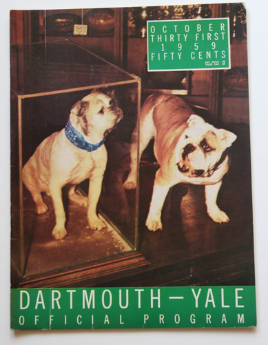 Dartmouth v. Yale Football Program 1959. Handsome Dan Bulldog
