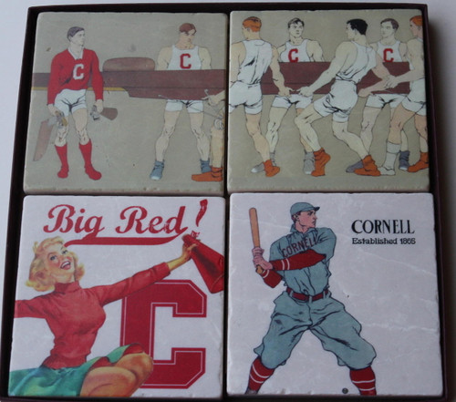 Cornell Marble Coaster Set of 4 - Vintage Sports