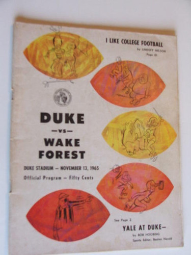 Duke v Wake Forest Football Program 1965