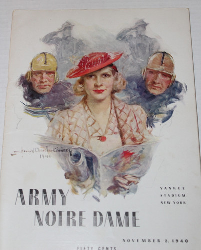Army v. Notre Dame 1940 Football Program HOWARD CHANDLER CHRISTY Cover