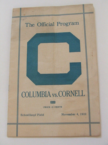 Columbia v Cornell Football Program 1922 - Lou Gehrig