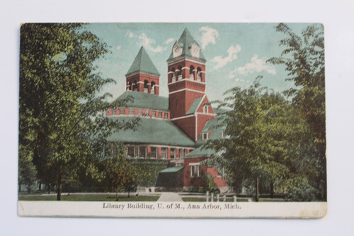 University of Michigan Postcard - Library Building