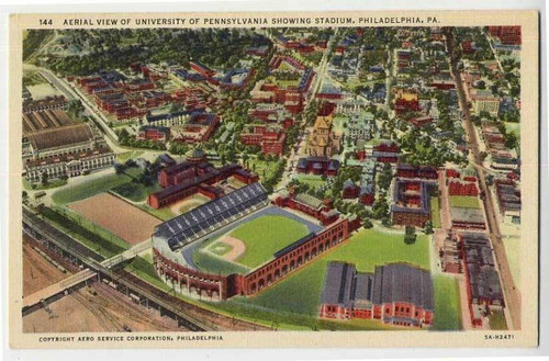 University of Pennsylvania Linen Postcard - Aerial View and Franklin Field