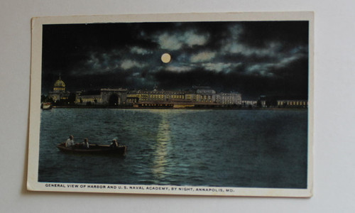 US Naval Academy Annapolis Night View Postcard