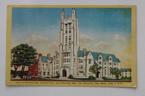 Sheffield Hall, Sterling Tower and Strathcona Hall Yale Postcard