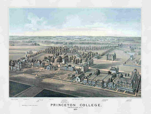 Reproduction Princeton College 1875 Birds Eye Campus View