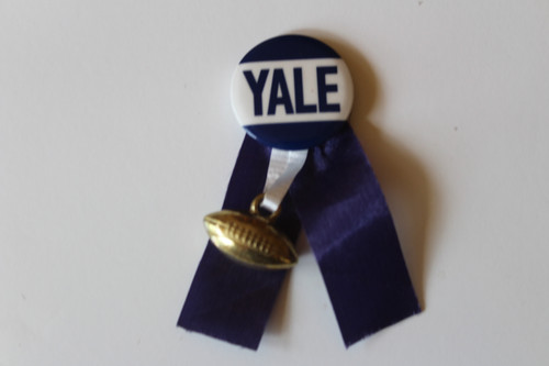 Yale Button with Football and Ribbon