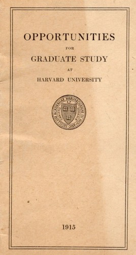 Harvard University Graduate Studies Booklet - 1915