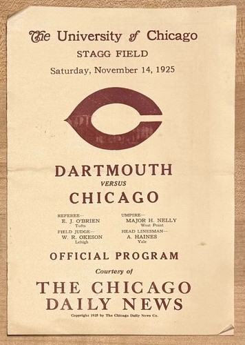 University of Chicago v. Dartmouth Football Program 1925