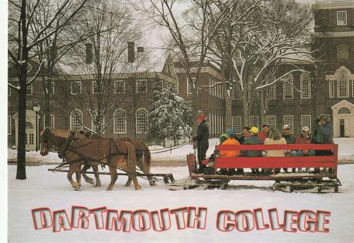 Dartmouth College Vintage Bobsled Postcard