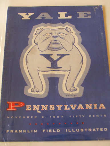 Yale v. Penn Football Program 1957. Handsome Dan Bulldog