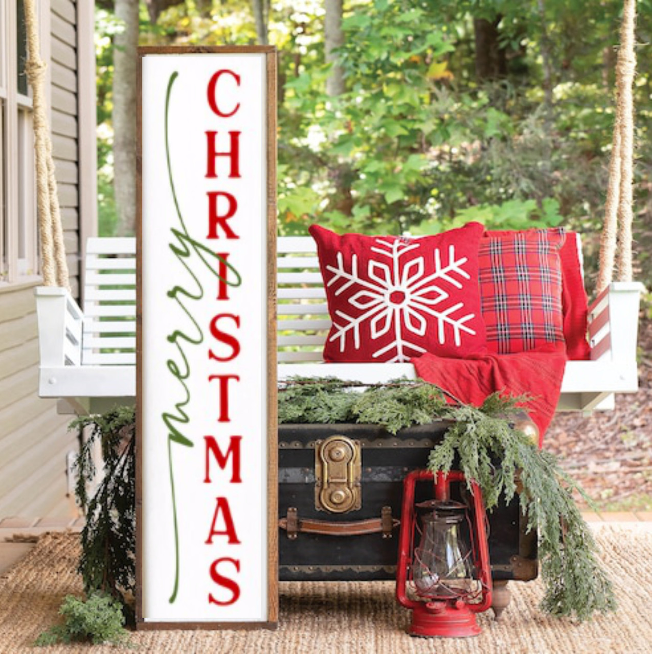 Merry Christmas/Hello Winter Double Sided Porch Sign