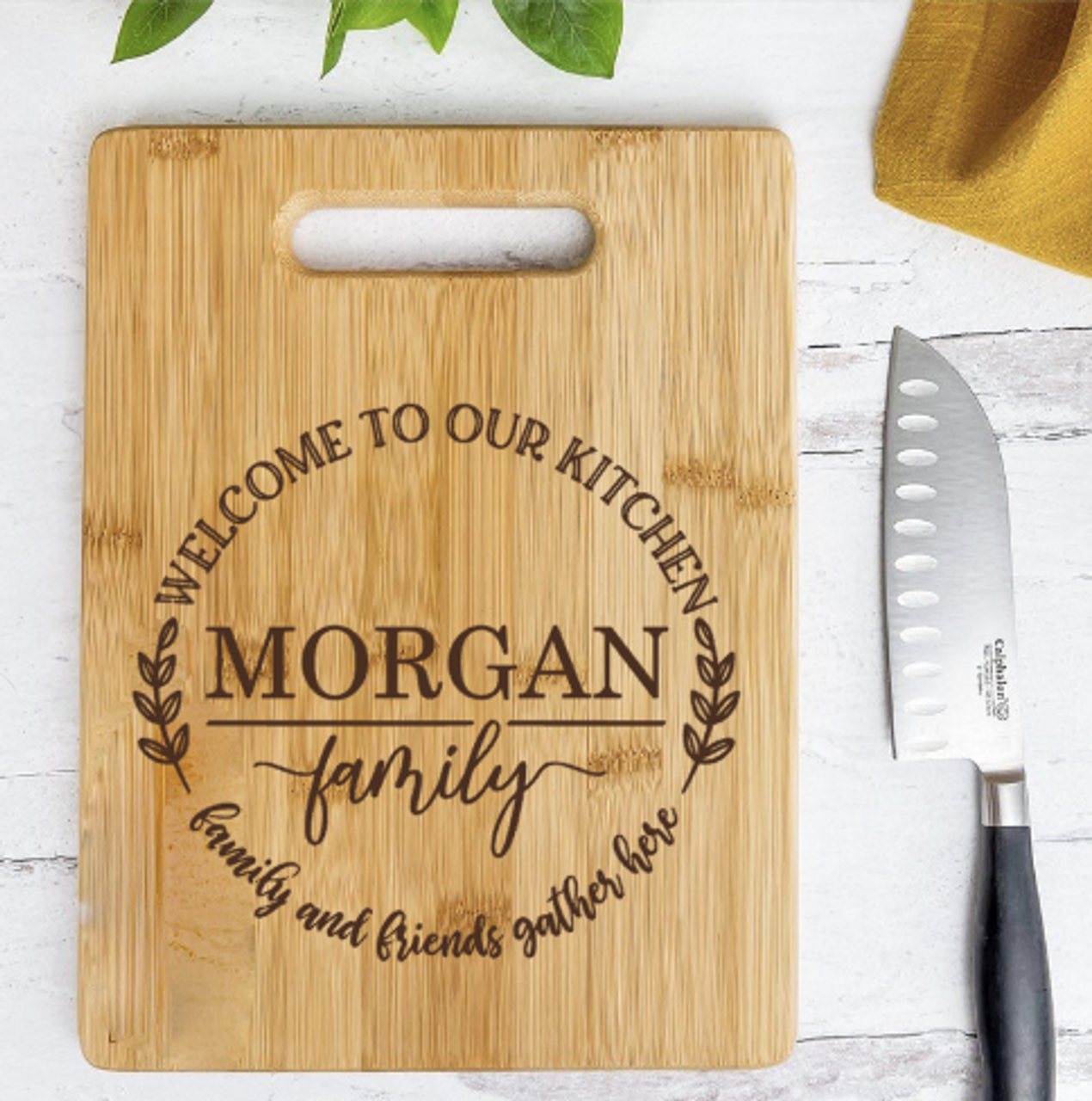 Welcome to our kitchen personalized engraved cutting board - Wood & Whatnot