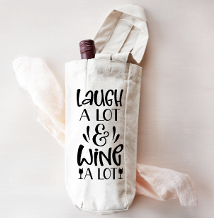 Laugh a lot, wine a lot wine bag