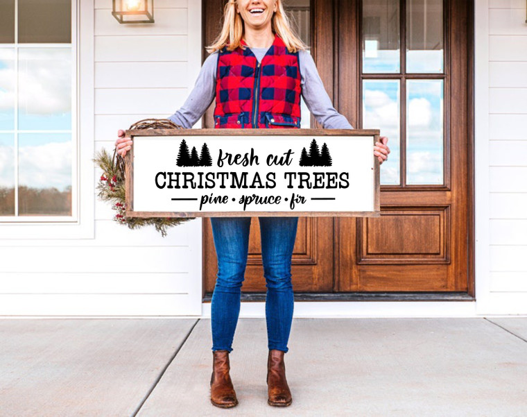 Fresh cut Christmas trees sign