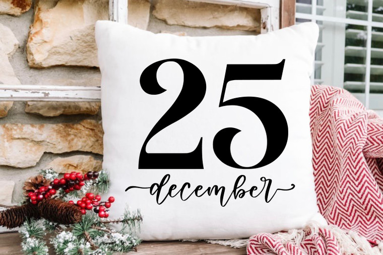 25 December throw pillow