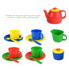 Vinsani 15 Piece Colourful Plastic Tea Party Set Includes Teapot Jug Sugar Bowl Saucers & Spoons with Portable Carry Case for Boys Girls Kids Children Pretend Play Age 3 Years +