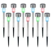 Vinsani 10 X Colour Change Stainless Steel Solar Powered Stick Post LED Lights Rechargeable Outdoor Garden Border Patio Path Driveway Entrance Marking Water Resistant Lamps