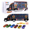 Soka® Car Transporter Carrier Truck Toy - Play Vehicle Set of 1 Big Truck Carrier, 6 Colourful Metal Cars, 5 Cones, 2 Barrels and 4 Stop Signs