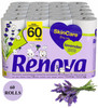 Renova Skincare 60 Toilet Rolls - Soft 3 Ply Quilted Lavender Scent Tissues – 150 Super-Soft Perfumed Luxurious Sheets per Roll