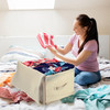 Vinsani Fabric Zip Underbed Clothes Storage Bag Quilt Wardrobe Organizer - M/L