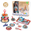 SOKA Vintage Style Afternoon Metal Tea Party Tea Cakes Set Toy for Kids - 40 Pcs Classic Colourful Design Toy Tea Set for Children Role Pretend Play Food