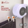 Vinsani 30 metre Retractable Reel Clothes lines Washing Line with Twin Cable - Wall Mounted Heavy Duty Clothes Dryer 2 x 15m Lines of Drying Space, White