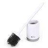 Vinsani Deep Cleaner Toilet Brush with Non-Slip Long Plastic Handle and Flexible Bristles, Rubber Toilet Brush with Quick Drying Holder Set for Bathroom Toilet