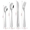 Vinsani 4 PCS Stainless Steel Children's Cutlery Set, Little Bear Kids Cutlery 1 x Dinner Knife 1 x Fork 1 x Spoon 1 x Dessert Spoon Child and Toddler Safe Silverware Flatware for Home Primary Schools