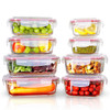 Vinsani Glass Food Storage 8-Pack Containers Rectangle Food Meal Prep Lunch Boxes with Lids Airtight Heat Resistant Leakproof Lid BPA-Free Dishwasher Microwave Oven Freezer Safe 