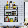 Vinsani Spice Rack 3 Tiers - Kitchen Shelf Organiser for Jars Bottles Space Saving Storage - Free Standing or Wall mountable - Black