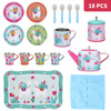 SOKA Llama Metal Tin Teapot Set with Carry Case Toy for Kids - 18 Pcs Illustrated Colourful Design Toy Tea Party Set Pretend Role Play for Kids Children Boys Girls 