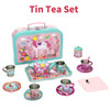 SOKA Unicorn Metal Tin Teapot Set with Carry Case Toy for Kids - 18 Pcs Illustrated Colourful Design Toy Tea Party Set Pretend Role Play for Kids Children Boys Girls 