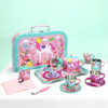 SOKA Unicorn Metal Tin Teapot Set with Carry Case Toy for Kids - 18 Pcs Illustrated Colourful Design Toy Tea Party Set Pretend Role Play for Kids Children Boys Girls 