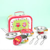 SOKA Animal Metal Kids Kitchen Set with Carry Case - 10 Pcs Illustrated Colourful Design Pretend Role Play Toy Pots and Pans Set Toy Kitchen Accessories for Children Boys Girls 