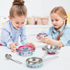SOKA Llama Metal Kids Kitchen Set with Carry Case - 10 Pcs Illustrated Colourful Design Pretend Role Play Toy Pots and Pans Set Toy Kitchen Accessories for Children Boys Girls 