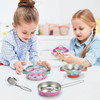 SOKA Unicorn Metal Kids Kitchen Set with Carry Case - 10 Pcs Illustrated Colourful Design Pretend Role Play Toy Pots and Pans Set Toy Kitchen Accessories for Children Boys Girls 