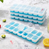 Vinsani 4 Pack Ice Cube Trays with Clear Removable Lid Easy-Release Silicone Flexible Ice Cube Moulds LFGB Certified and BPA Free Stackable Durable - Blue or Green