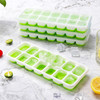 Vinsani 4 Pack Ice Cube Trays with Clear Removable Lid Easy-Release Silicone Flexible Ice Cube Moulds LFGB Certified and BPA Free Stackable Durable - Blue or Green