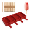 Vinsani Ice Lolly Moulds Silicone 2 x 4 Cavity Ice Cream Lolly Mould, Ice Lolly Makers with 100 Sticks, Food Grade BPA Free Ice Cream Mould for frozen Dessert Chocolate Cake Popsicle Tray Home Kitchen Tools DIY Layer Ice Cream Lolly Tray
