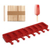 Vinsani Ice Lolly Moulds Silicone 8 Cavity Ice Cream Lolly Mould, Ice Lolly Makers with 50 Sticks, Food Grade BPA Free Ice Cream Mould for frozen Dessert Chocolate Cake Popsicle Tray Home Kitchen Tools DIY Layer Ice Cream Lolly Tray