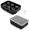 Vinsani 2 Pack Ice Cube Tray with Removable Lid Easy-Release Silicone Flexible Ice Ball Mould and Square Ice Cube Maker LFGB Certified and BPA Free Stackable Durable – Black