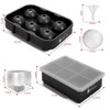 Vinsani 2 Pack Ice Cube Tray with Removable Lid Easy-Release Silicone Flexible Ice Ball Mould and Square Ice Cube Maker LFGB Certified and BPA Free Stackable Durable – Black