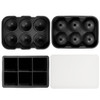 Vinsani 2 Pack Ice Cube Tray with Removable Lid Easy-Release Silicone Flexible Ice Ball Mould and Square Ice Cube Maker LFGB Certified and BPA Free Stackable Durable – Black